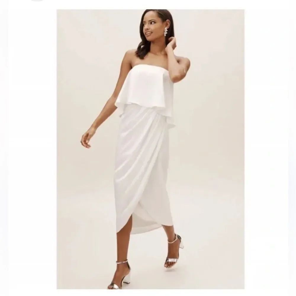Anthropologie BHLDN Kelli Tulip Hem Dress White Size U.S. 4